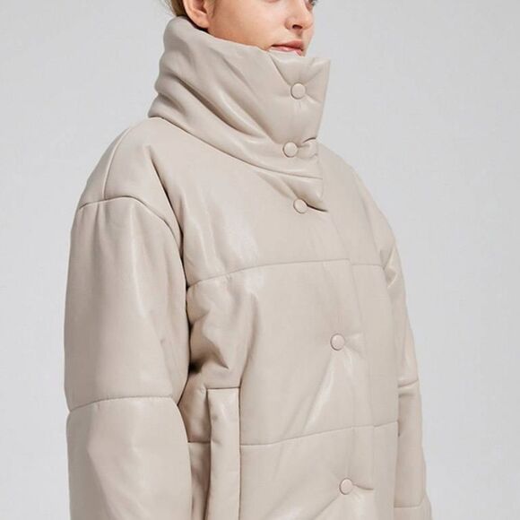 Lattelier Faux-Leather Puffer Jacket - Picture 2 of 11